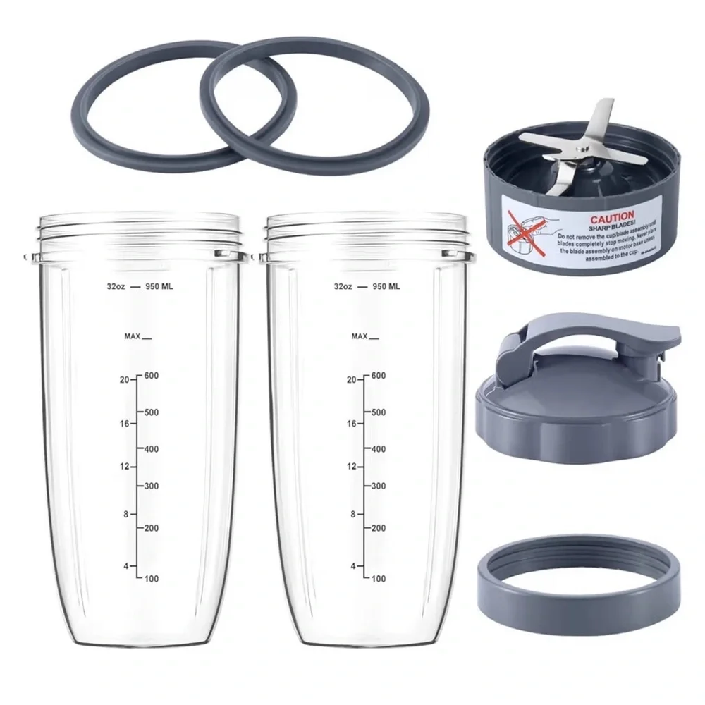 7 Pieces nutribullet Blender Cups & Blade Replacement Set 32oz